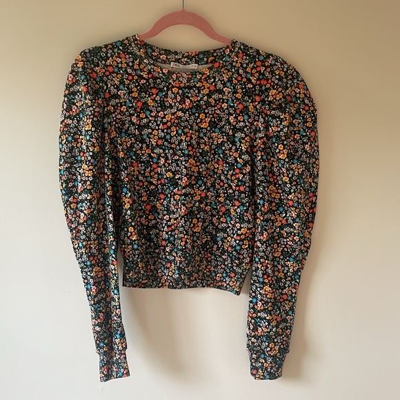 Floral Long Sleeve Top Zara puff sleeve size small - Picture 2 of 5